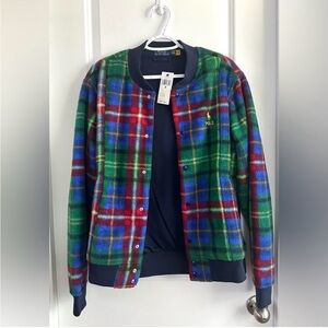 NWT - Polo Ralph Lauren Plaid Fleece Sweater / Jacket / M